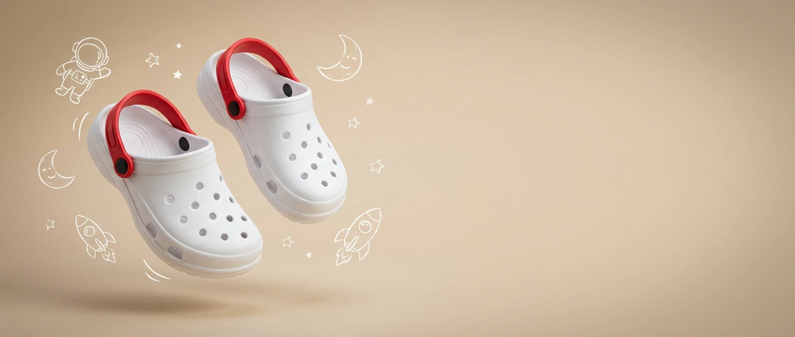 Cosmic space doodle with floating lightweight EVA clogs — Explore More Phugo Kids Footwear